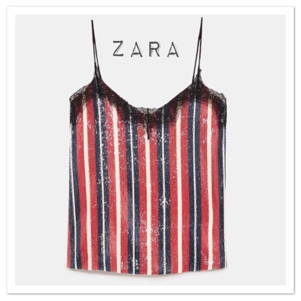 Zara Striped Sequin Top - NWT